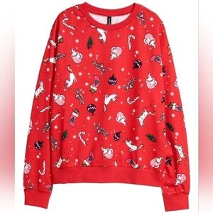 H&M DIVIDED Christmas Themed Cat Top, Whimsical, Size Small
